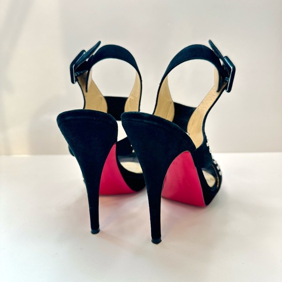 Luciano Padovan Black Suede Studded Heel Sandals – Size 6- Made in Italy - Picture 7 of 8